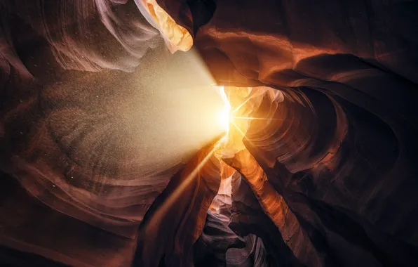 Picture the sun, rays, light, nature, dust, Antelope canyon