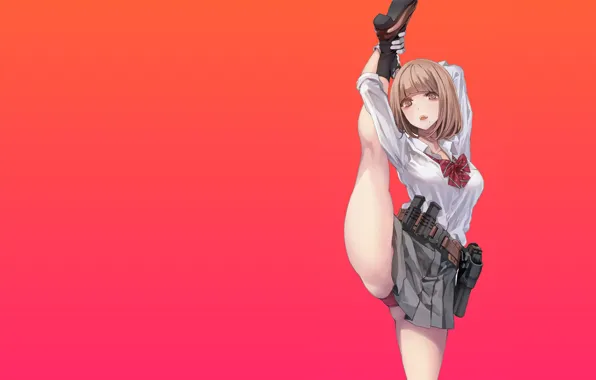 Girl, sexy, panties, legs, stretch, anime, short hair, pretty