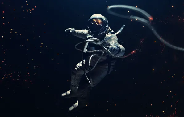 Open, The suit, Astronaut, Costume, Sparks, Astronaut, Universe, Galaxy