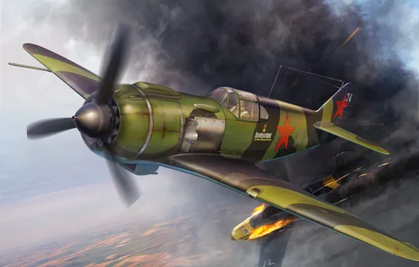 Fighter, The second World war, La-5, THE RED ARMY AIR FORCE, Combat aircraft, Radial engine