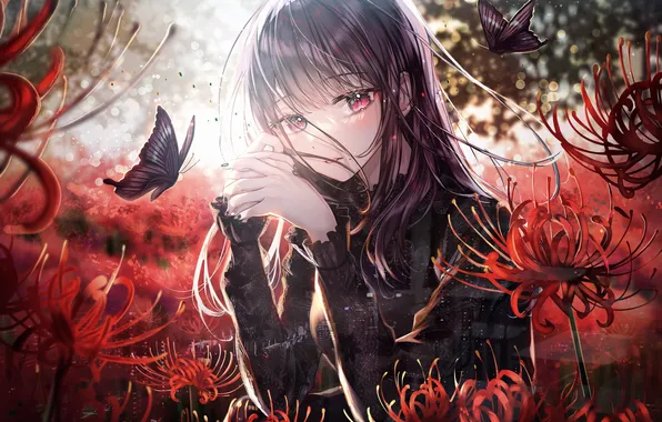 Girl, butterfly, licorice