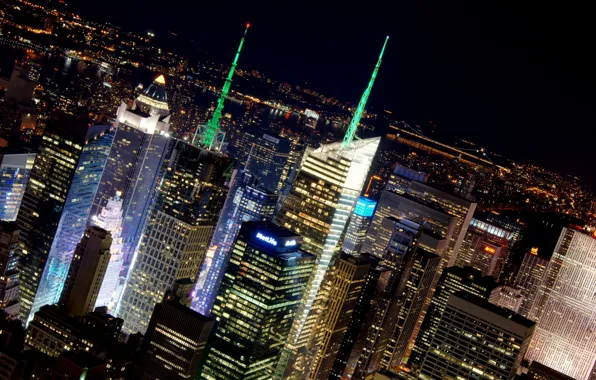 Light, night, city, the city, Windows, USA, skyscrapers, new york