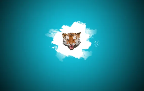 Blue, Tiger, Head, Blot, white tiger, post, minimalism