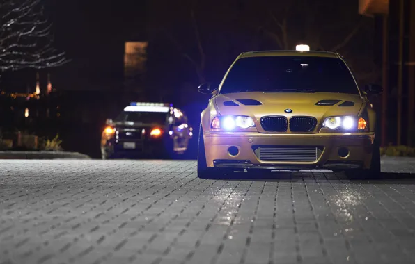 Picture Night, E46, M3, Police car, Yellow metallic