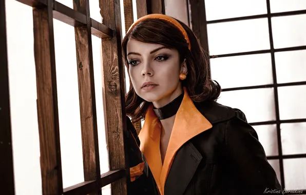 Picture look, girl, photo, model, portrait, makeup, cloak, cosplay
