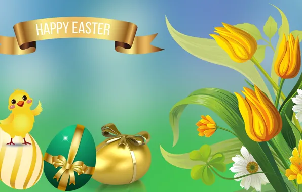 Graphics, Flowers, Easter, Easter eggs, Chicken