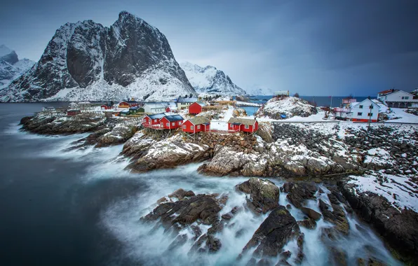 Picture lights, home, Norway, the fjord, The Lofoten Islands
