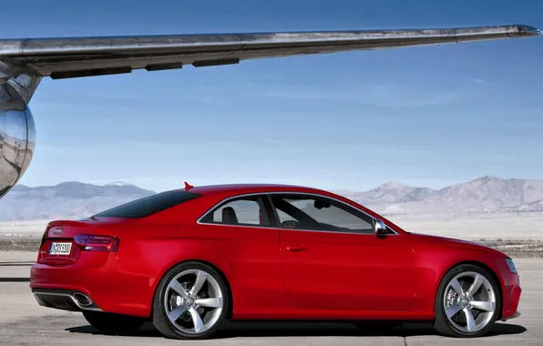 The sky, mountains, Audi, audi, coupe, wing, turbine, the plane