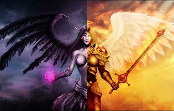 Magic, the game, art, League of Legends, Kayle, Morgana