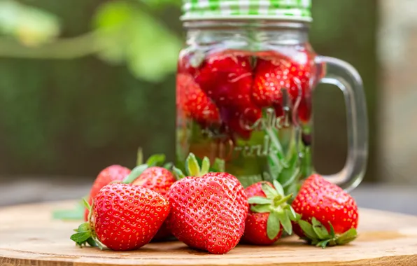 Picture berries, strawberry, mug, lemonade