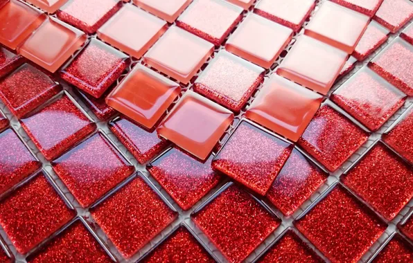 Color, texture, sparkle glass, mosaic tile, mosaic ceramic, shades of red, glass squares