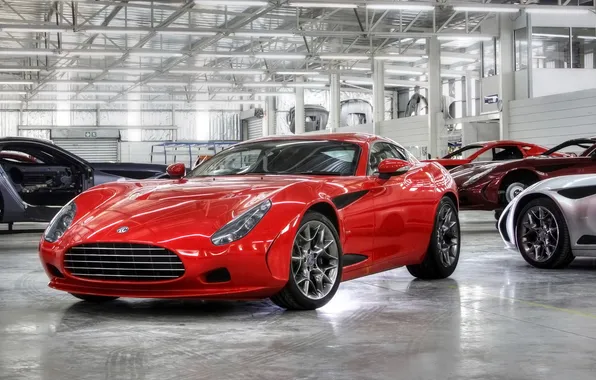 Red, coupe, sports car, Zagato, AC 378 GT