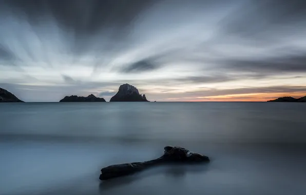 Sea, landscape, sunset, rocks