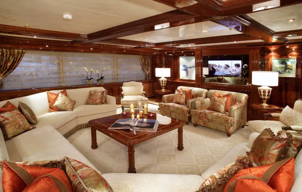 Design, style, interior, yacht, salon, Suite, luxury motor yacht, EMELINA