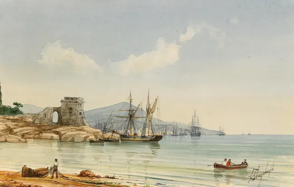Landscape, picture, Ivan Aivazovsky, Port Scene