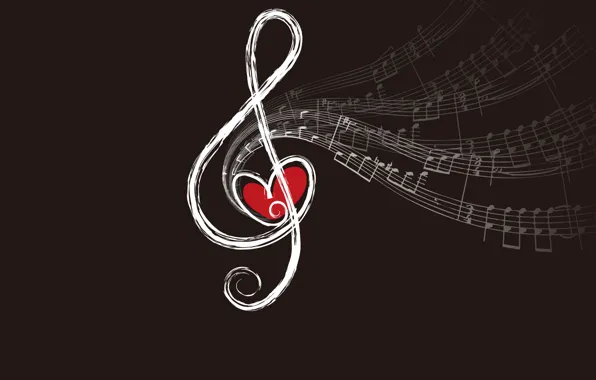 Notes, heart, key, violin, sounds