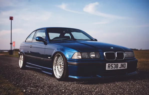 Picture Road, BMW, Blue, BMW, blue, oldschool, 3 series, E36