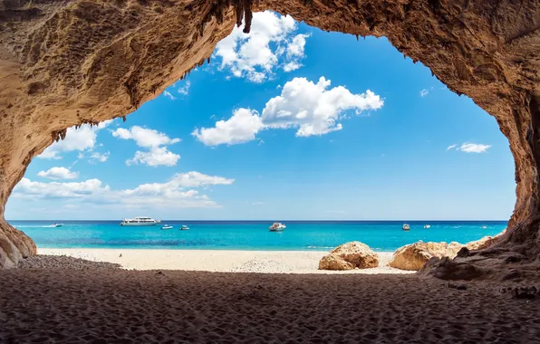 Clouds, Sea, Horizon, Italy, Italy, Sardinia, Sardinia, The cave in the hills of Orosea