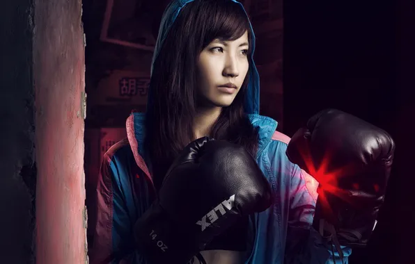 Picture girl, sport, Boxing