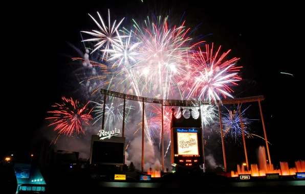 Baseball, salute, USA, game, States, night, stadium, stadium