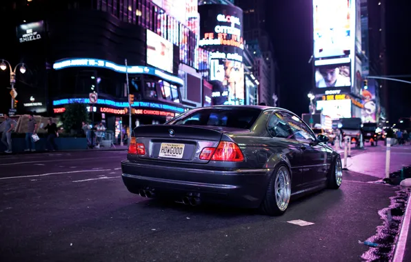 Picture night, the city, lights, BMW, BMW, tuning, E46