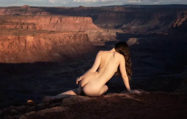 Girl, mountains, body