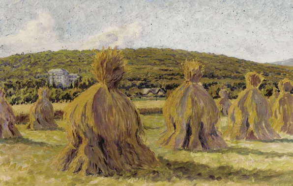 Field, landscape, picture, straw, Gustave Cariot, Stack, Gustave Cairo