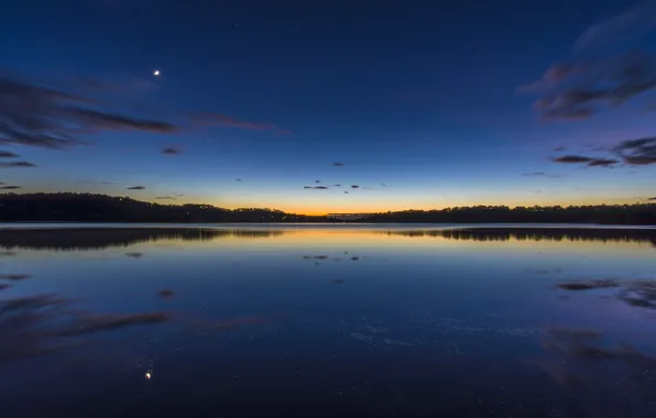Picture landscape, nature, lake, twilight, Australia, Sydney, Narrabeen Lake