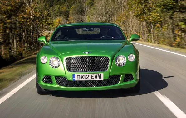 Auto, Bentley, Continental, Road, Green, Machine, Logo, Grille