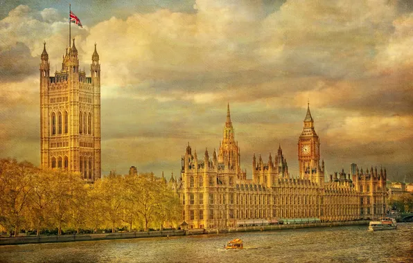 The sky, river, watch, England, London, tower, Thames, Parliament