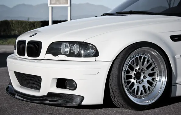 White, BMW, headlight, wheel, BMW, white, E46