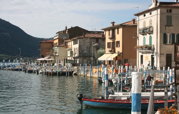 Home, Pier, Boats, Italy, promenade, Italy, Italia, Lombardia