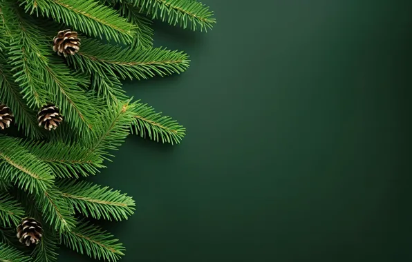Branches, spruce, Christmas, New year, tree, needles, bumps, green background