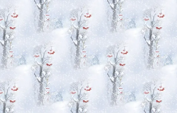 Winter, snow, background, holiday, texture, New year, snowman, snowfall