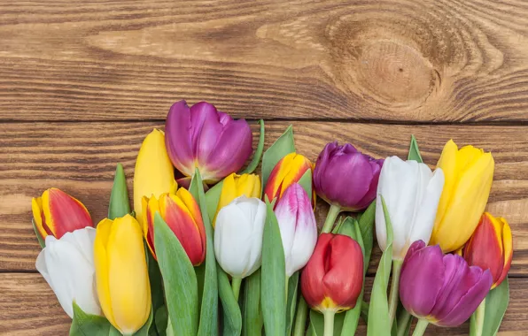 Flowers, bouquet, colorful, tulips, love, pink, wood, pink