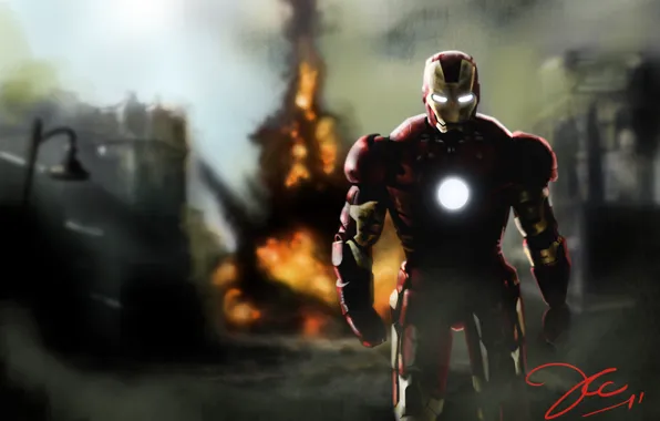 Picture the explosion, people, Iron man, Iron Man, Robert Downey ml