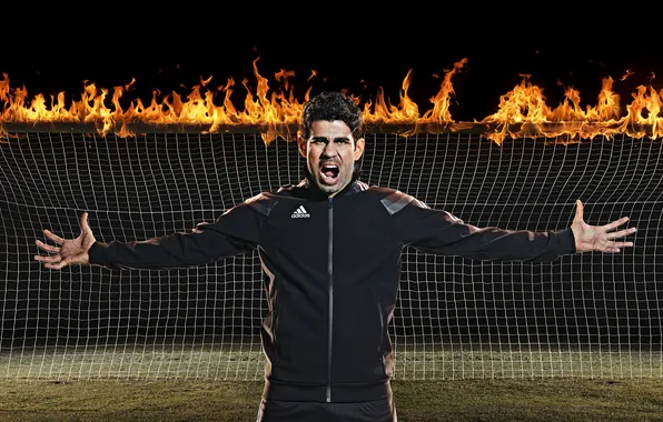 Fire, gate, Spain, player, Diego Costa, Diego Costa, Brazilian