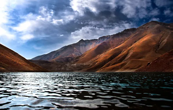 Picture the sky, clouds, mountains, lake, iran, Iran