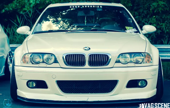BMW, BMW, white, tuning, stance, e46