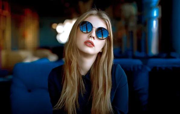 Picture girl, glasses, blonde, Andrey Metelkov