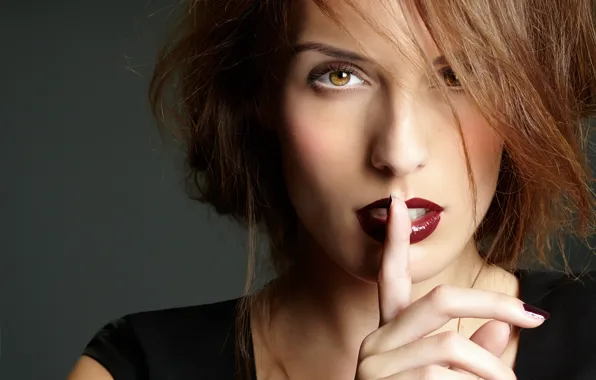 Picture look, girl, model, hands, makeup, lipstick, hairstyle, gesture