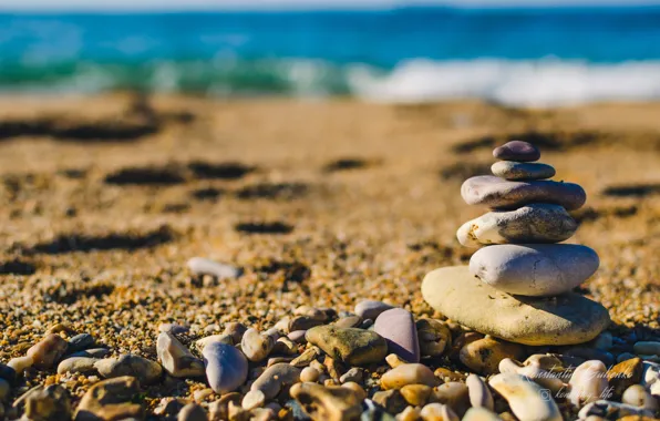 Sand, sea, beach, stones, stay, Crimea, pyramid, pyramid of stones