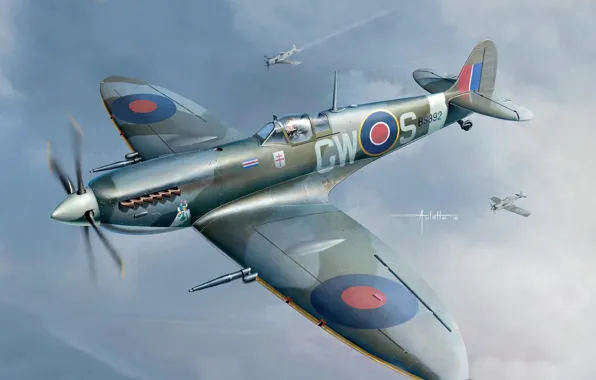 France, fighter, UK, Supermarine Spitfire, Raf, Auletta, Spitfire F Mk.IX