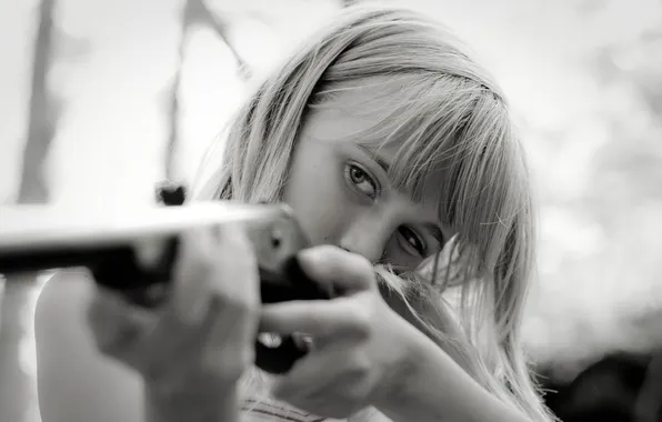 Background, girl, the gun
