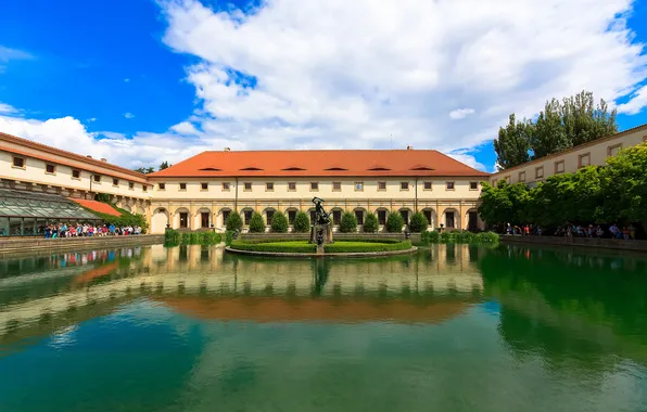 The sky, pool, Prague, Czech Republic, yard, fountain, Palace