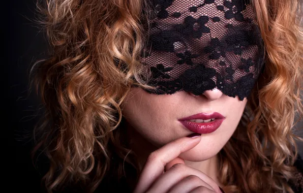 Look, girl, close-up, face, hand, portrait, makeup, mask