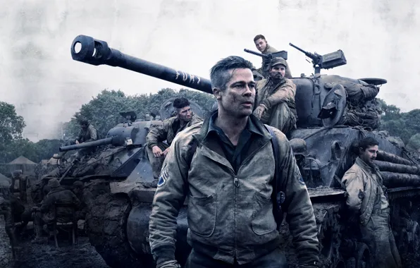 Picture Brad Pitt, Action, Men, Wallpaper, War, Tank, Shia LaBeouf, Travis