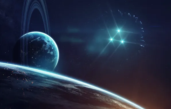 Stars, Planet, Space, Nebula, Planet, Surface, Triangle, Planets