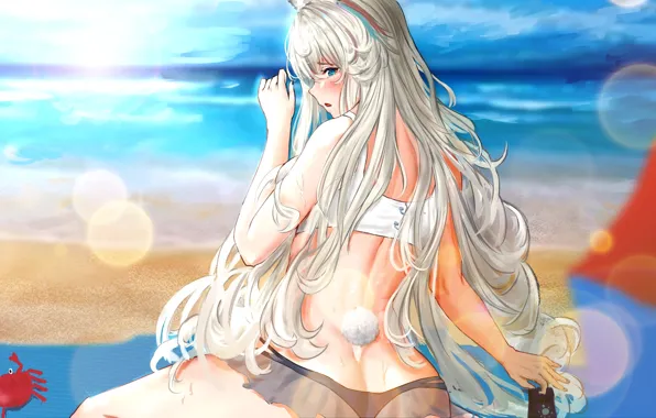 Beach, summer, girl, the game, Arknights, Little