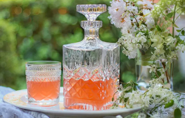 Summer, flowers, lemonade, decanter